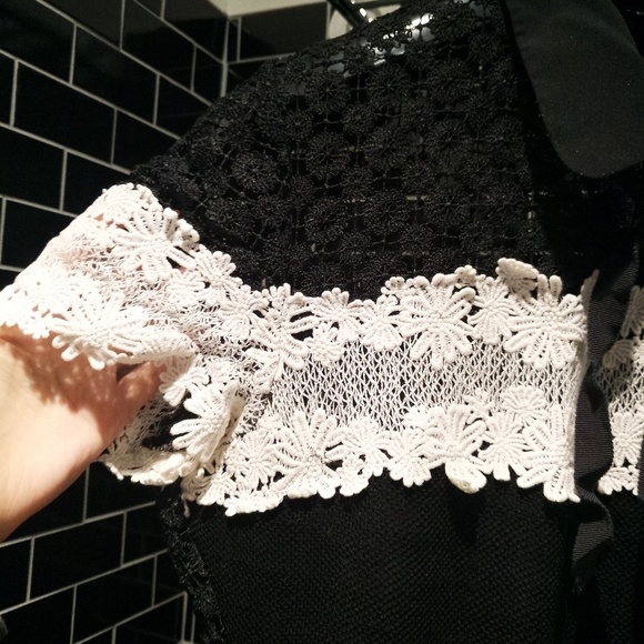 Sandro Radia Black & White Lace Dress Size 2/M - Picture 7 of 8